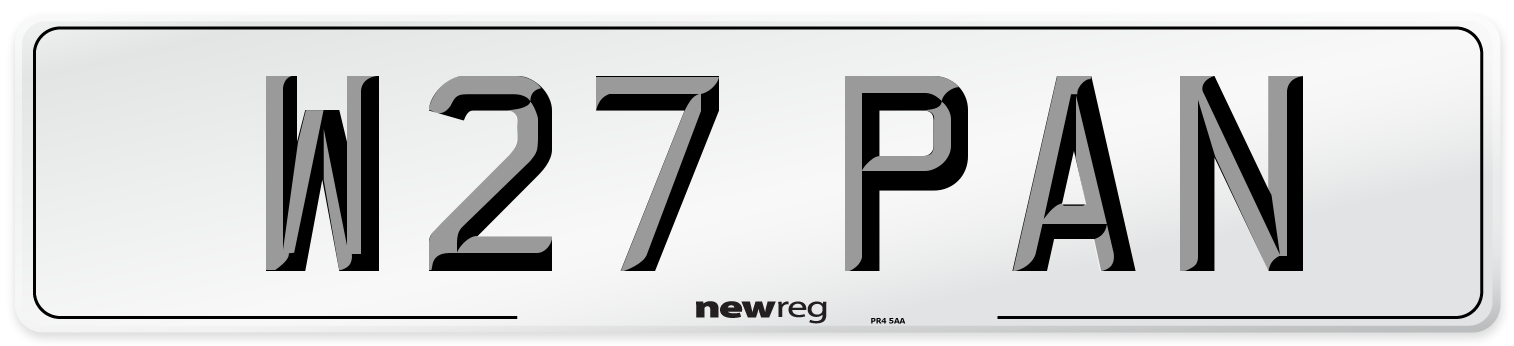 W27 PAN Number Plate from New Reg